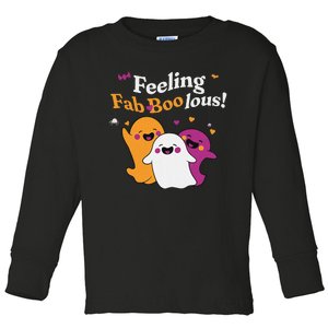 Cute Ghost Trio Boo Halloween Fab Boo Lous Toddler Long Sleeve Shirt