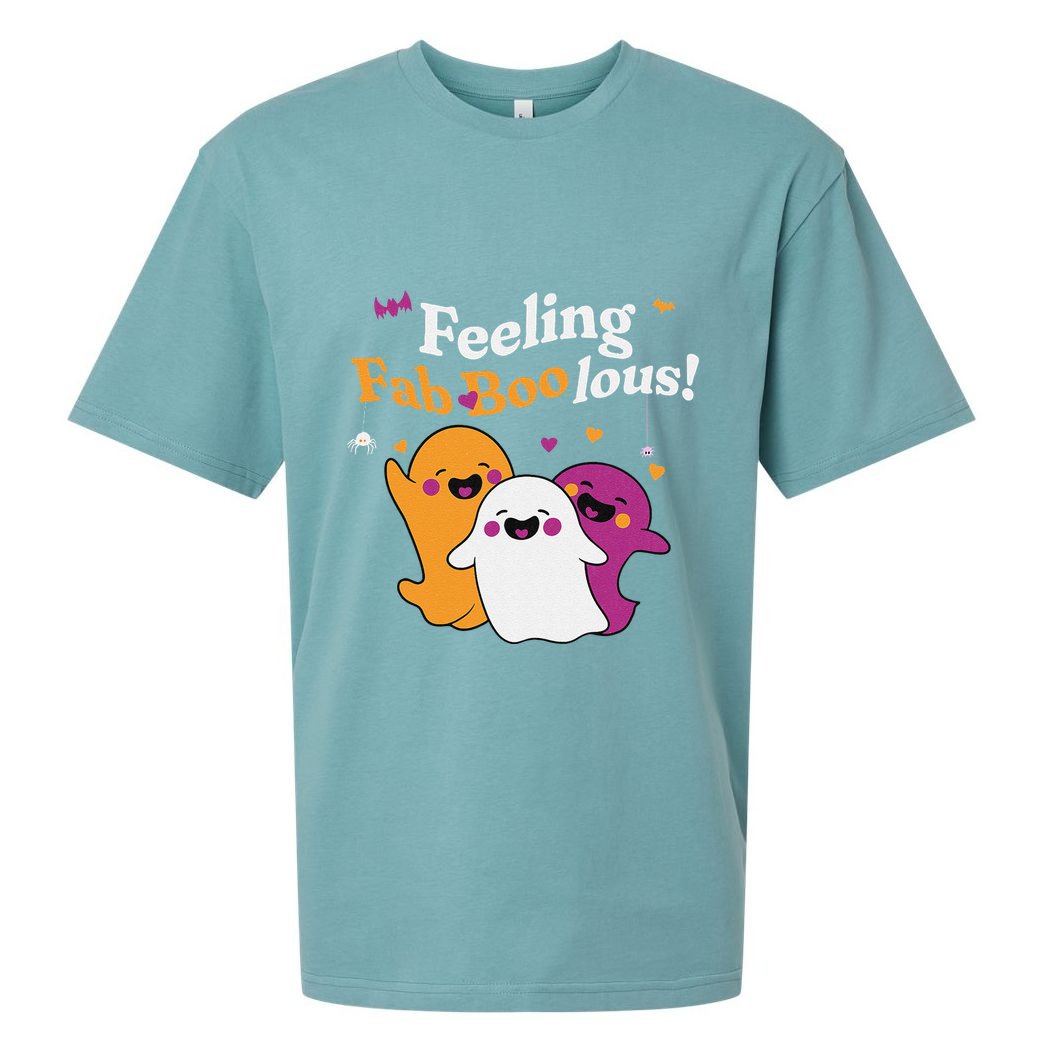 Cute Ghost Trio Boo Halloween Fab Boo Lous Sueded Cloud Jersey T-Shirt