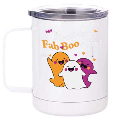 Cute Ghost Trio Boo Halloween Fab Boo Lous 12 oz Stainless Steel Tumbler Cup