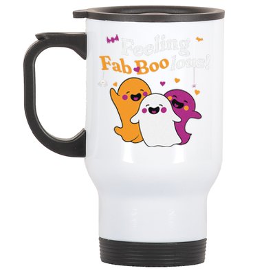 Cute Ghost Trio Boo Halloween Fab Boo Lous Stainless Steel Travel Mug