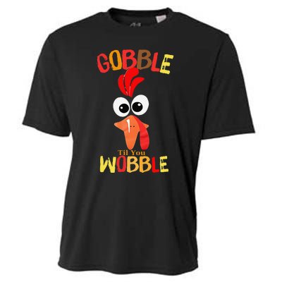 Cute Gobble Til You Wobble Costume Thanksgiving Day Women Cooling Performance Crew T-Shirt