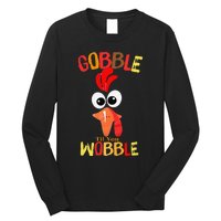 Cute Gobble Til You Wobble Costume Thanksgiving Day Women Long Sleeve Shirt