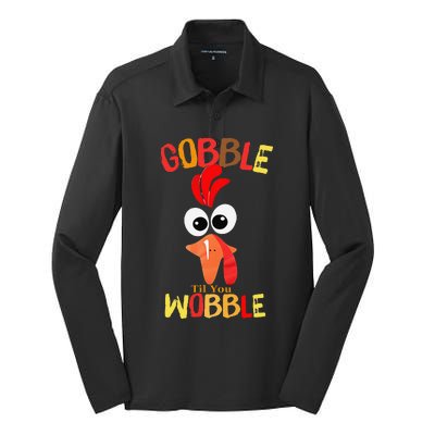 Cute Gobble Til You Wobble Costume Thanksgiving Day Women Silk Touch Performance Long Sleeve Polo