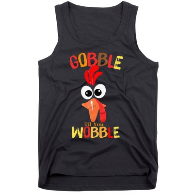 Cute Gobble Til You Wobble Costume Thanksgiving Day Women Tank Top