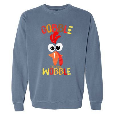 Cute Gobble Til You Wobble Costume Thanksgiving Day Women Garment-Dyed Sweatshirt