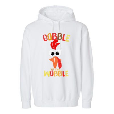 Cute Gobble Til You Wobble Costume Thanksgiving Day Women Garment-Dyed Fleece Hoodie