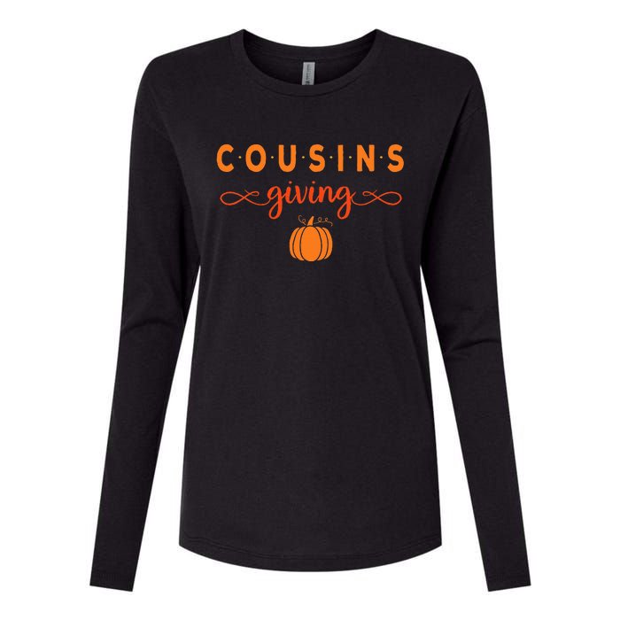 Cousins Giving Thanksgiving Womens Cotton Relaxed Long Sleeve T-Shirt