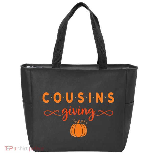 Cousins Giving Thanksgiving Zip Tote Bag