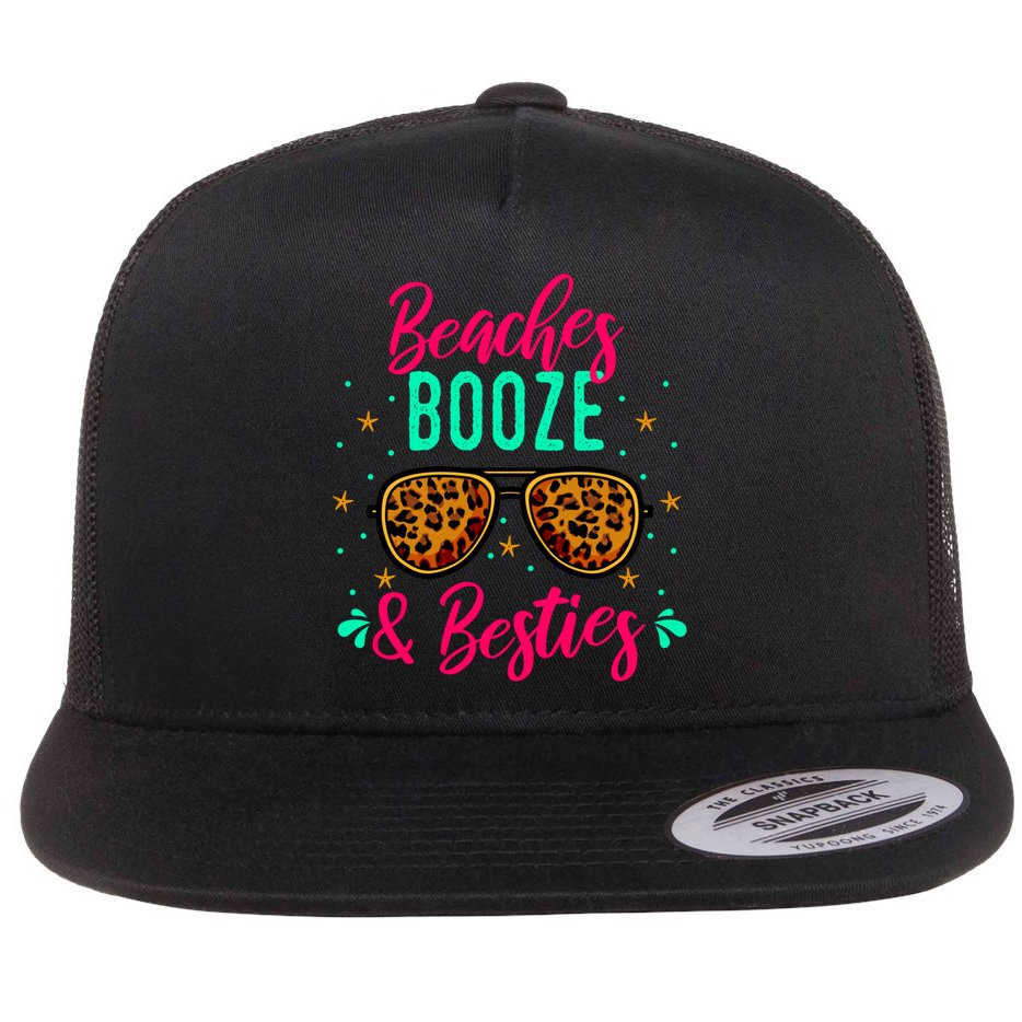 Cute Girls Trip Weekend Vacation Beaches Booze And Besties Gift Flat Bill Trucker Hat
