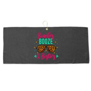 Cute Girls Trip Weekend Vacation Beaches Booze And Besties Gift Large Microfiber Waffle Golf Towel