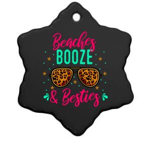 Cute Girls Trip Weekend Vacation Beaches Booze And Besties Gift Ceramic Star Ornament