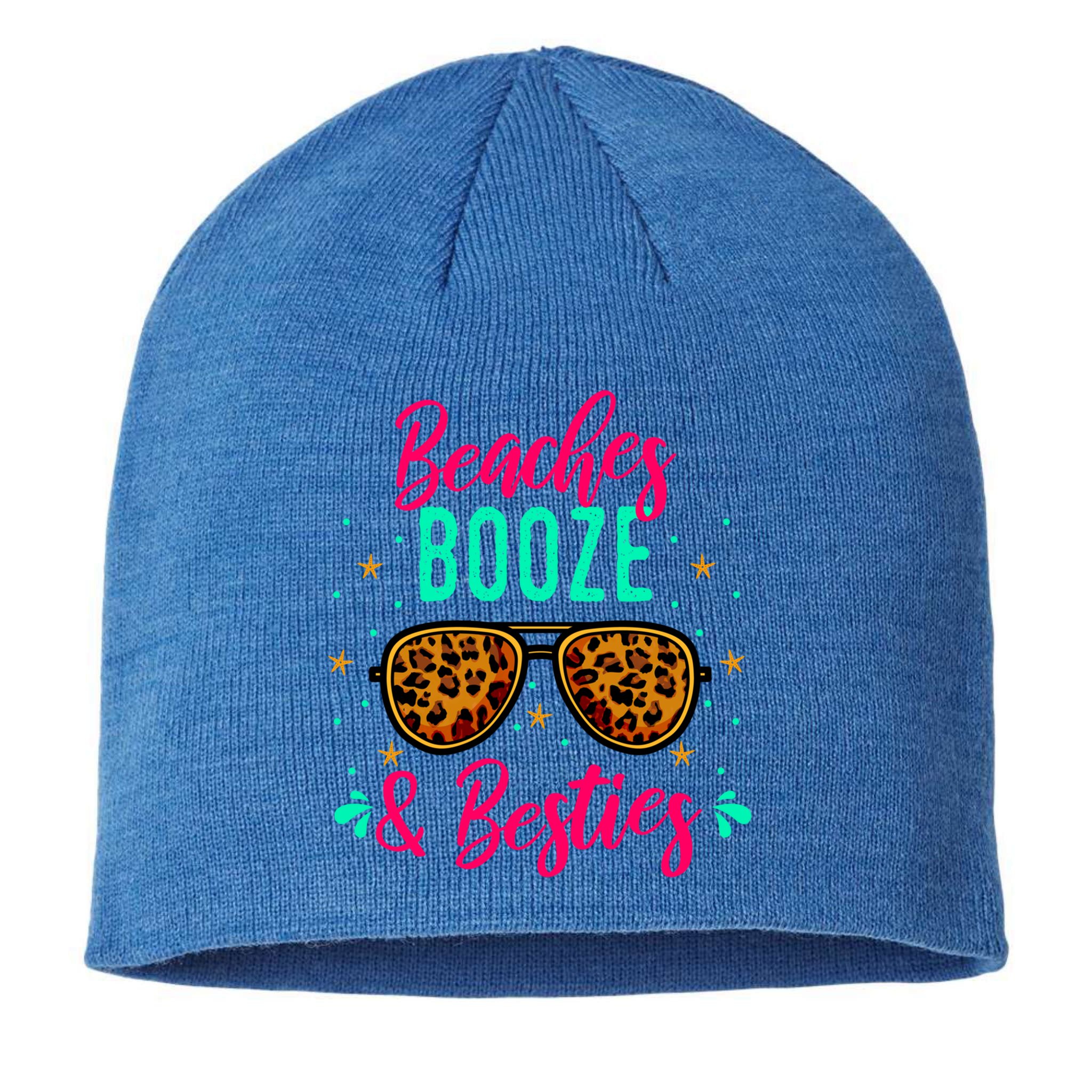Cute Girls Trip Weekend Vacation Beaches Booze And Besties Gift Sustainable Beanie