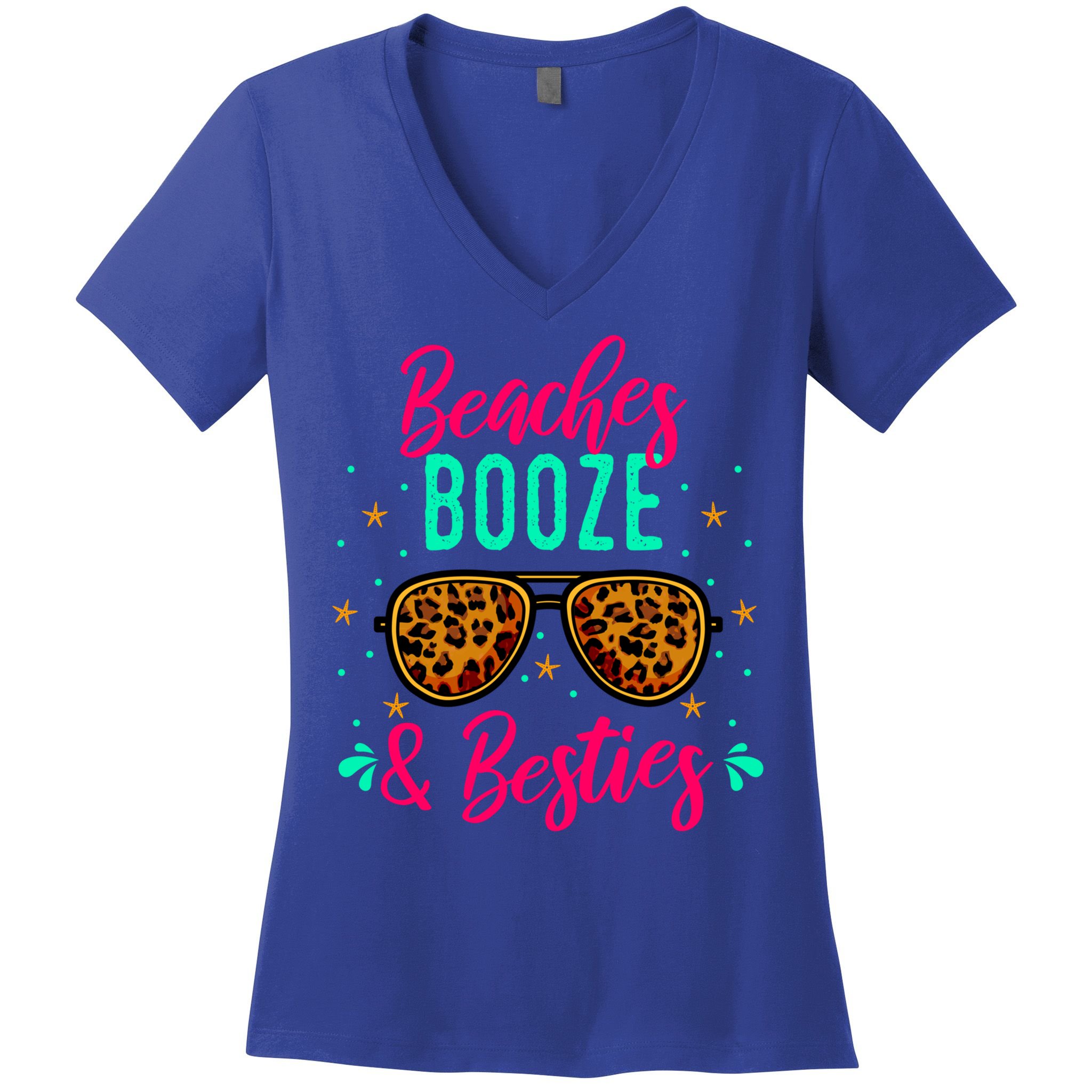 Cute Girls Trip Weekend Vacation Beaches Booze And Besties Gift Women's V-Neck T-Shirt