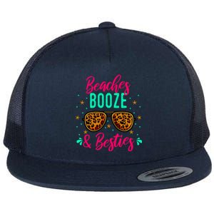 Cute Girls Trip Weekend Vacation Beaches Booze And Besties Gift Flat Bill Trucker Hat