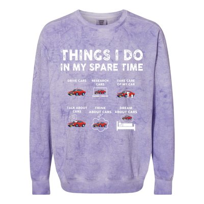 Car Guy Things I Do In My Spare Time Funny Muscle Cars Lover Colorblast Crewneck Sweatshirt