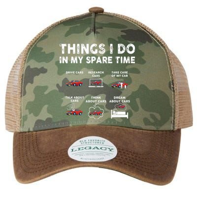 Car Guy Things I Do In My Spare Time Funny Muscle Cars Lover Legacy Tie Dye Trucker Hat