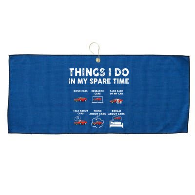 Car Guy Things I Do In My Spare Time Funny Muscle Cars Lover Large Microfiber Waffle Golf Towel
