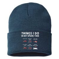 Car Guy Things I Do In My Spare Time Funny Muscle Cars Lover Sustainable Knit Beanie