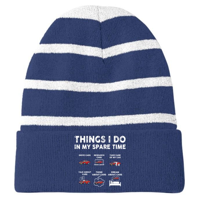 Car Guy Things I Do In My Spare Time Funny Muscle Cars Lover Striped Beanie with Solid Band