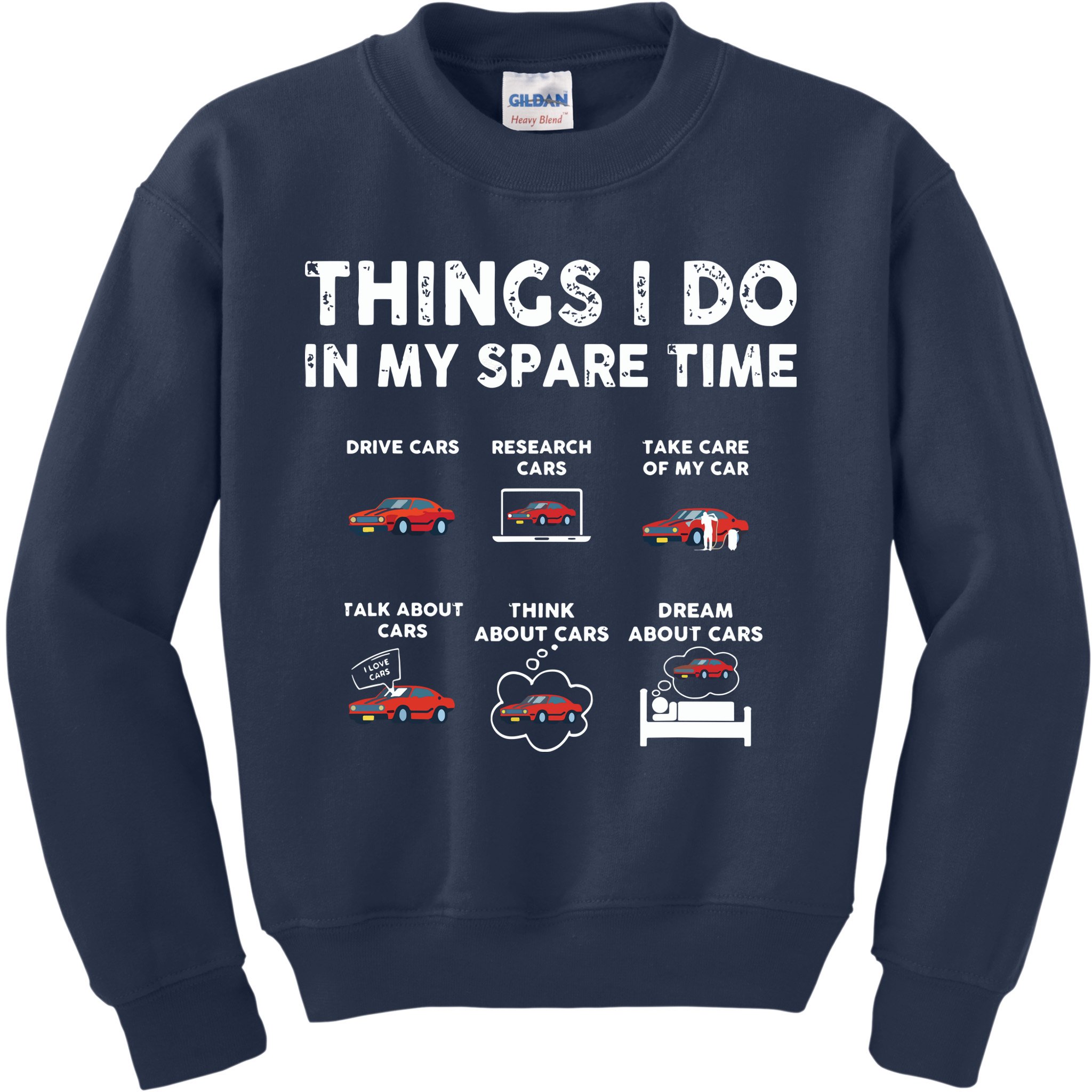 Car Guy Things I Do In My Spare Time Funny Muscle Cars Lover Kids Sweatshirt