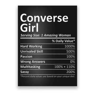 CONVERSE GIRL TX TEXAS Funny City Home Roots USA Gift Poster