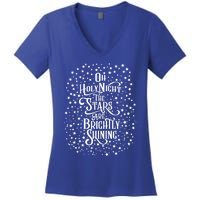 Christmas Graphic Tee Oh Holy Night Perfect Gift Caroling Cute Gift Women's V-Neck T-Shirt