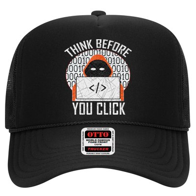 Cybersecurity Gift Think Before You Click Trucker Hat