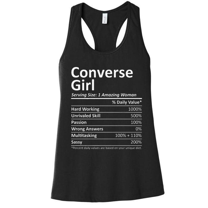 CONVERSE GIRL TX TEXAS Funny City Home Roots USA Gift Women's Racerback Tank