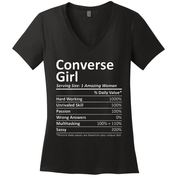 CONVERSE GIRL TX TEXAS Funny City Home Roots USA Gift Women's V-Neck T-Shirt