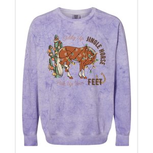 Christmas Giddy Up Jingle Horse Pick Up Your Feet For Love Colorblast Crewneck Sweatshirt