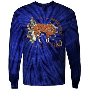 Christmas Giddy Up Jingle Horse Pick Up Your Feet For Love Tie-Dye Long Sleeve Shirt