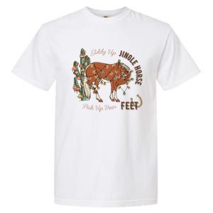 Christmas Giddy Up Jingle Horse Pick Up Your Feet For Love Garment-Dyed Heavyweight T-Shirt