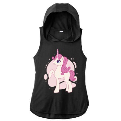 Cute Girly Unicorn Ladies PosiCharge Tri-Blend Wicking Draft Hoodie Tank