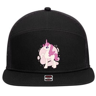 Cute Girly Unicorn 7 Panel Mesh Trucker Snapback Hat