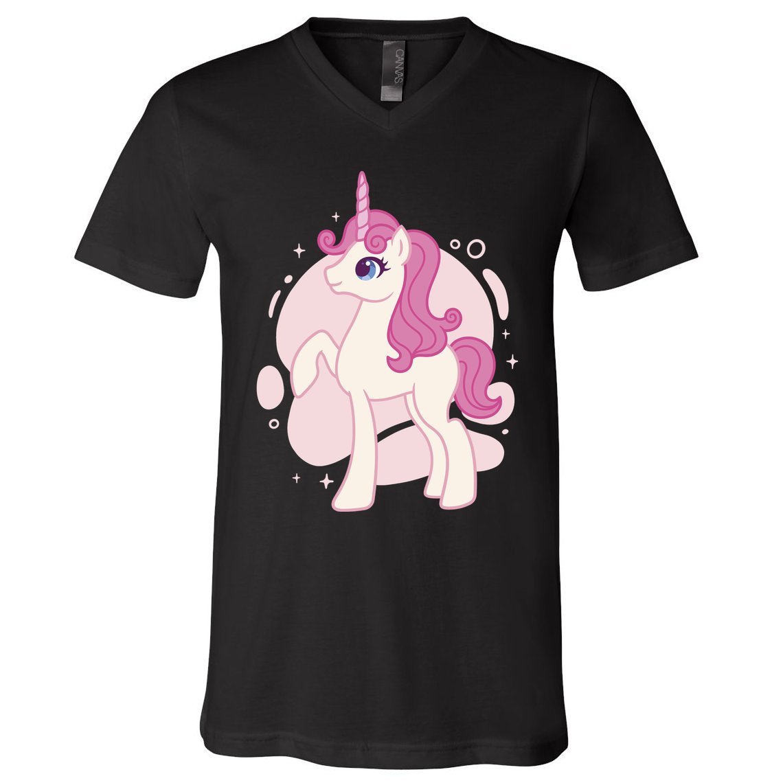 Cute Girly Unicorn V-Neck T-Shirt