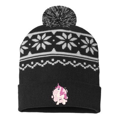 Cute Girly Unicorn USA-Made Snowflake Beanie