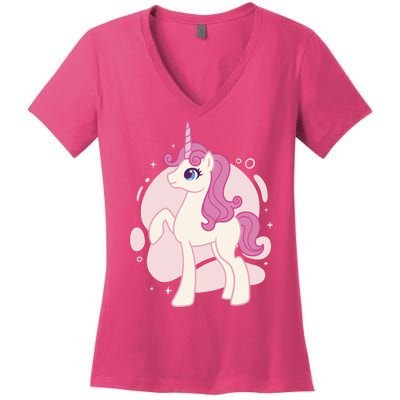 Cute Girly Unicorn Women's V-Neck T-Shirt