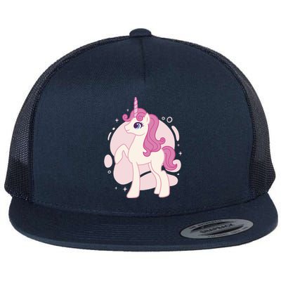 Cute Girly Unicorn Flat Bill Trucker Hat