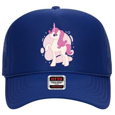 Cute Girly Unicorn High Crown Mesh Back Trucker Hat