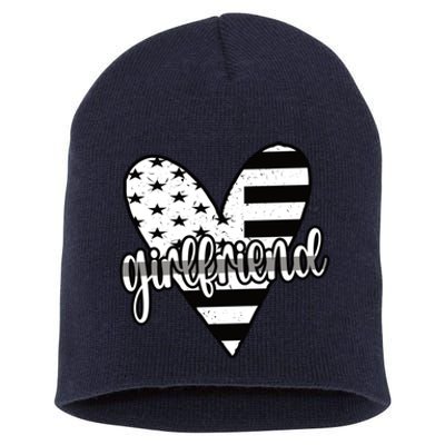 Corrections Girlfriend Us Flag Heart Correctional Officer Great Gift Short Acrylic Beanie