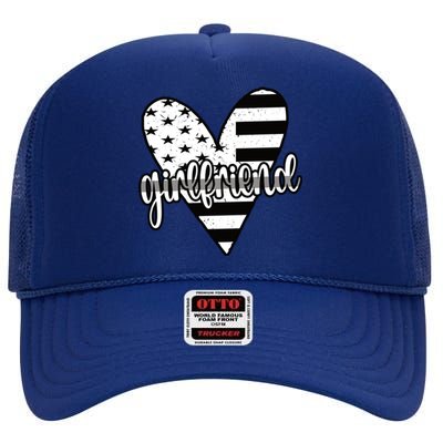 Corrections Girlfriend Us Flag Heart Correctional Officer Great Gift High Crown Mesh Back Trucker Hat