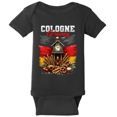 Cologne Germany Vacation Travel Souvenir German Flag Baby Bodysuit