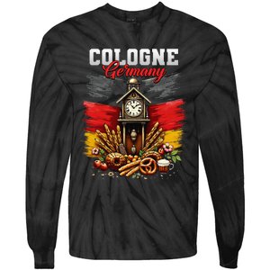 Cologne Germany Vacation Travel Souvenir German Flag Tie-Dye Long Sleeve Shirt