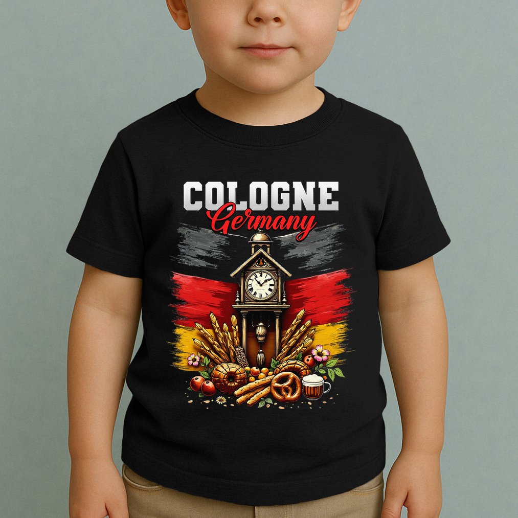 Cologne Germany Vacation Travel Souvenir German Flag Toddler T-Shirt