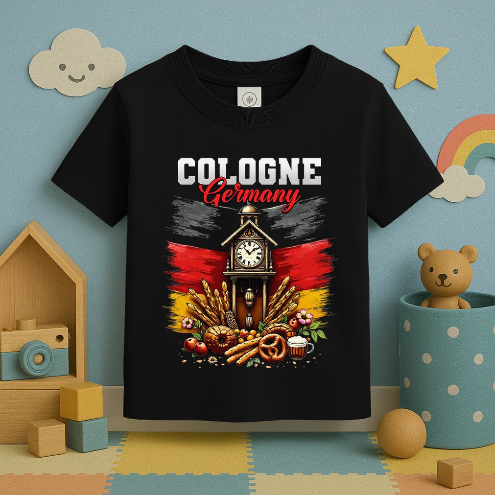 Cologne Germany Vacation Travel Souvenir German Flag Toddler T-Shirt