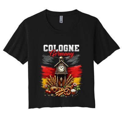 Cologne Germany Vacation Travel Souvenir German Flag Crop Top