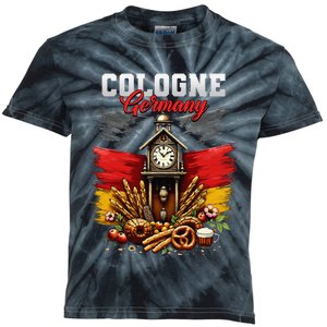 Cologne Germany Vacation Travel Souvenir German Flag Kids Tie-Dye T-Shirt