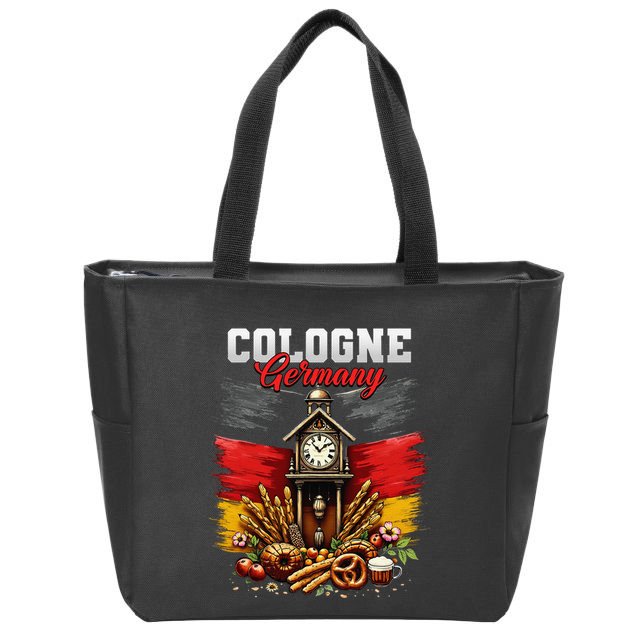 Cologne Germany Vacation Travel Souvenir German Flag Zip Tote Bag