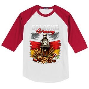 Cologne Germany Vacation Travel Souvenir German Flag Kids Colorblock Raglan Jersey