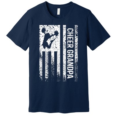 Cheer Grandpa Vintage American Flag Cheerleader Squad Premium T-Shirt